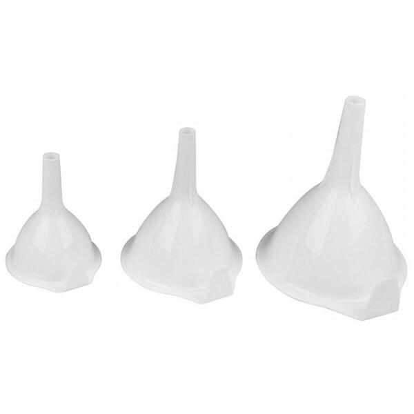 Tinkertools White Plastic Funnel Set, 3PK TI83736